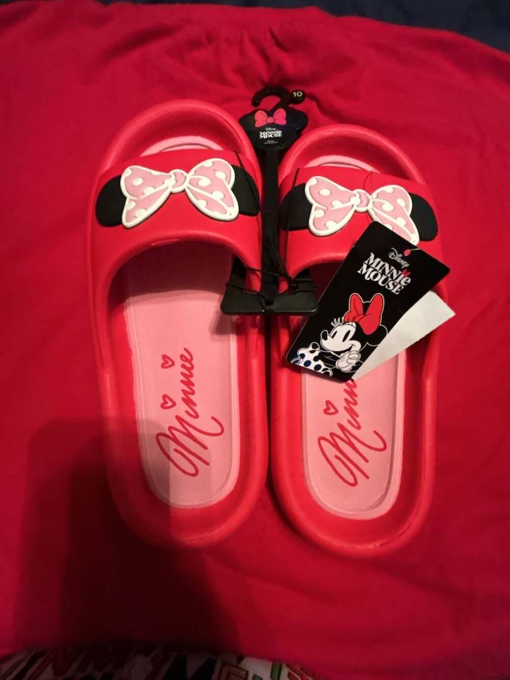 Disney Minnie Mouse Women's Slide Sandals Red Size 10